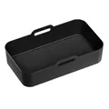 Premium rectangular black silicone air fryer tray liner with integrated side handles - Rectangle Black