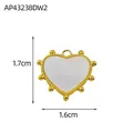 Elegant heart-shaped gold pendant for DIY jewelry making with 1.7cm x 1.6cm dimensions - Gold Dotted Frame White Heart Pendant (AP43238DW2)