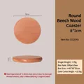 Natural round beech wood coaster for coffee and tea cups, 8cm diameter heat resistant mat - Round Beech Wood Coaster 8*1cm