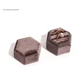 Elegant hexagonal velvet jewelry box with double slots for wedding rings in taupe brown - Grey Double Slot
