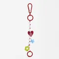 Stylish handmade colorful bead bag charm featuring red heart star and flower pendants - Beaded Heart and Star Bag Chain