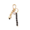 Elegante ciondolo per borsa in lega dorata con perline di legno scuro e perla sintetica bianca - Irregular Shape Bag Chain