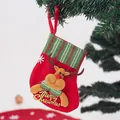 Festlicher roter Weihnachtsstrumpf Geschenkbeutel mit Rentier und Merry Christmas Text - Gestreiftes Rentier