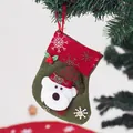 Green felt Christmas stocking with cute white bear applique and snowflake decorations - Rustic Bear