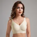 Reggiseno comfort senza cuciture e senza ferretto taglie forti beige con scollo a V - Colore Crema / S