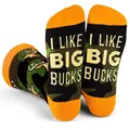Funny camouflage cotton socks with 'I LIKE BIG BUCKS' slogan printed on the soles. - One Size / Big Bucks