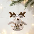 Mignonne décoration de Noël en peluche de renne avec écharpe tricotée sur un sapin - Pendentif Élan de Noël
