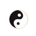 Spilla in smalto Yin Yang Taiji stile cinese con elegante bordo in metallo dorato - Yin e yang