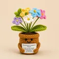 Handmade crochet emotional support plant with colorful flowers and positive card - Forget-Me-Not - Colorful