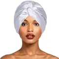 Silver satin double-layer sleep cap with crisscross twist design for women - One Size 50-60cm / Silver