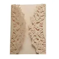Elegante partecipazione di nozze a farfalla tagliata al laser in oro champagne - Beige Oro