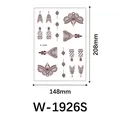 Red-brown Indian lace style Henna waterproof temporary tattoo sticker sheet model W-1926S - Symmetrical Henna Style Design (W-1926S)