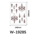 Reddish-brown henna lace temporary tattoo sticker sheet with mandala designs, 148x208mm - Henna Style Leaf Pattern (W-1928S)