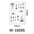 Reddish brown waterproof Henna lace tattoo sticker sheet for body art, model W-1929S - Traditional Henna Floral Design (W-1929S)