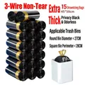 Thickened black drawstring garbage bags, 45x50cm size, 15 rolls per package - 3-Silk Black (Non-tear Drawstring)