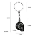 Llavero de turbo en aleación de zinc negro con dimensiones detalladas para fans - Llavero Turbo Pequeño Negro