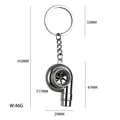 Detailed technical dimension view of a metallic turbocharger car accessory keychain gift - Large Turbo Keychain Silver