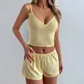 Zweiteiliges gelbes Damen-Set bestehend aus Camisole und Shorts - S / Gelb