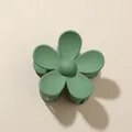 Grosse pince à cheveux fleur vert mat pour femme fabriquée en plastique ABS durable - Emballage en vrac / Vert