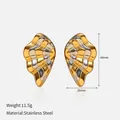 Two-tone gold and silver symmetrical butterfly earrings in durable stainless steel - Golden Butterfly Rhinestone Earrings / Gold and Silver Two-tone