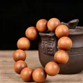 Natural Indonesian sandalwood prayer bead bracelet with polished wood grain for men. - Premium Single Loop / 20mm*12 Beads