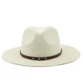 Elegante cappello Panama in paglia da uomo con cinturino in pelle borchiata turchese - crema