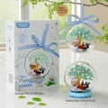 Miniature treehouse building block toy kit in transparent sphere with blue ribbon - K545 Snow Nest Treehouse Ball / 148pcs/Hangable Or Standing