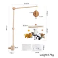 Handmade wooden baby crib mobile with hanging plush animals and detailed dimensions - Crib Mobile Stand Music Box Set 1