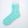 Premium light blue coral fleece socks for women, warm winter thickened plush floor socks. - One Size / Apple Green