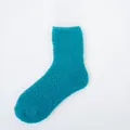 Soft and warm teal fuzzy coral fleece winter floor socks for women cozy sleep wear - One Size / Malachite green