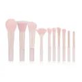 Professional 10pcs makeup brush set with soft pink bristles and transparent handles - Pink Transparent Handle Makeup Brush Set With Transparent Bag