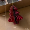 Addobbo per albero di Natale in carta a nido d'ape rosso con glitter dorati, 10 cm - Pezzo Singolo / Albero di Natale rosso