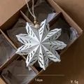 Elegant 14cm white paper origami snowflake hanging ornament for Christmas tree decoration - White Snowflake