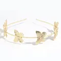 Elegante diadema de metal dorado con adornos de mariposas en 3D para mujeres chic - Estilo Mariposa Grande / Dorado