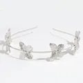 Serre-tête élégant en métal argenté orné de motifs papillons texturés pour femmes - Style Grand Papillon / Argent
