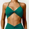 Ensemble de soutien-gorge de yoga licou vert et short de fitness taille haute pour femmes - XL / Vert Neptune