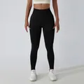 Professional high-waisted black seamless yoga leggings for gym fitness and quick-dry wear - Bck6415 Black / S