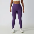 Leggings de yoga violets sans couture à taille haute pour le fitness et le sport - S / Bas (BCK6415) / Violet Raisin