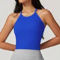 Soutien-gorge de sport dos nu côtelé bleu vif pour le yoga et le fitness intensif - L / Hauts / Bleu Klein