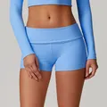 Ensemble de yoga bleu clair côtelé avec short taille haute et haut à manches longues - M / Haut Et Bas / Bleu Ciel