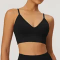 Soutien-gorge de sport noir sans couture avec fines bretelles pour yoga et fitness - XL / Hauts / Noir Premium (DWX7655-1)