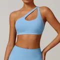 Ensemble de yoga bleu clair avec brassière asymétrique ajourée et legging - M / Haut Et Bas / Bleu Ciel