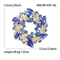 Broche élégante en cristal bleu en forme de couronne fleurie, diamètre de 5,2 cm - Bleu 4391-BL