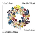 Elegant multicolor rhinestone wreath brooch pin for women, 5.2cm diameter, 28.8g weight - Multicolor 4391-MX