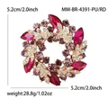 Elegant gold alloy floral wreath brooch with purple and pink crystals MM-BR-4391-PU - Purple Red 4391-PU/RD