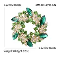 Élégante broche couronne en strass verts avec monture en alliage doré et mesures - Vert 4391-GN