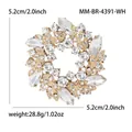 Broche couronne élégante en alliage avec strass étincelants, 5,2 cm de diamètre - Blanc 4391-WH