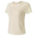 Breathable cream beige women's crew neck yoga T-shirt for fitness training and running - Ivory