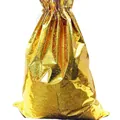 Premium shiny gold Christmas drawstring gift bag featuring festive laser star pattern - 39*51cm Gold Laser Brilliant Star