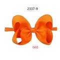 Vibrant orange grosgrain ribbon bow headband with soft nylon band for baby girls - Bright Orange